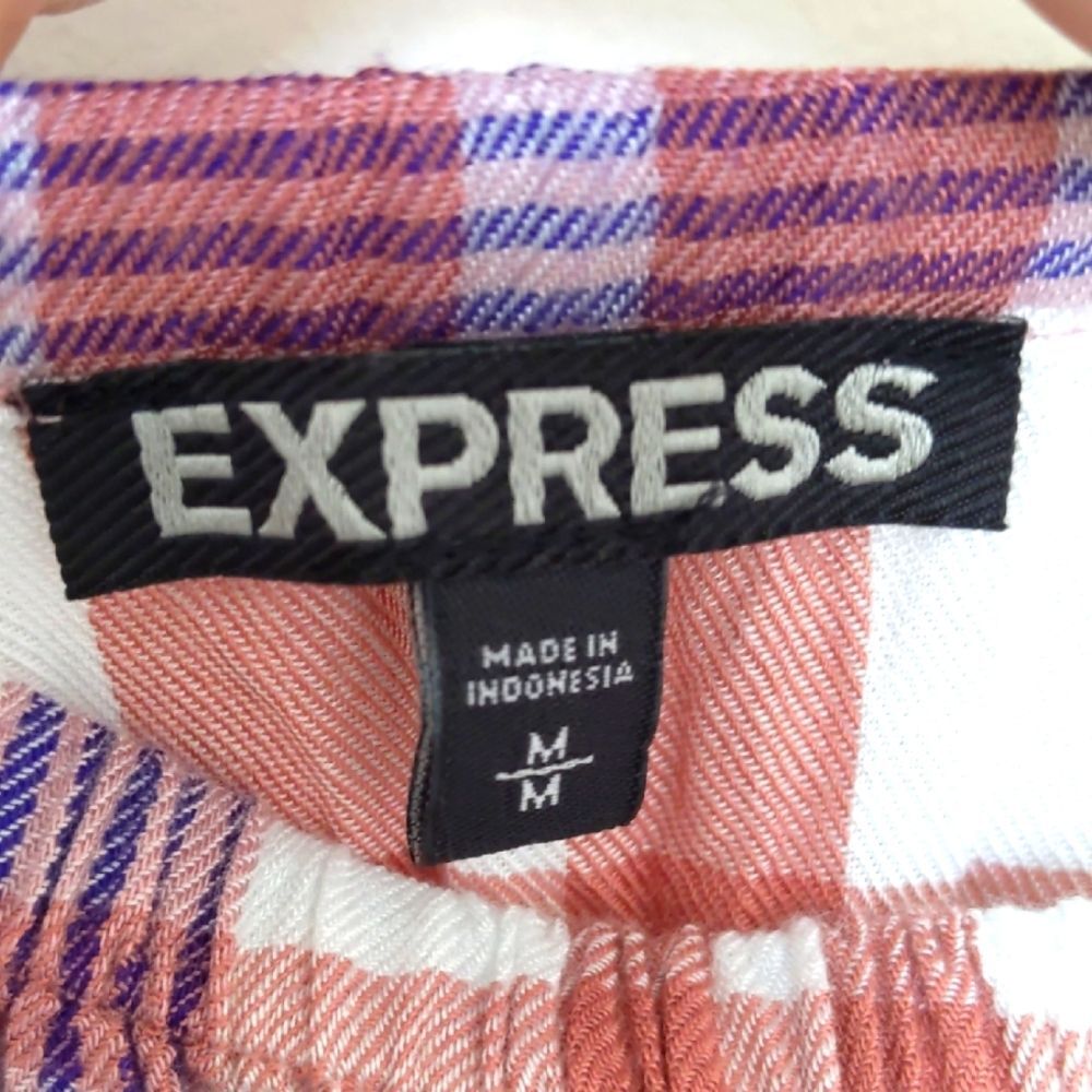 Women's Express Purple and Pink Off-the-Shoulder Flutter Sleeve Blouse, Size M - Picture 2 of 6
